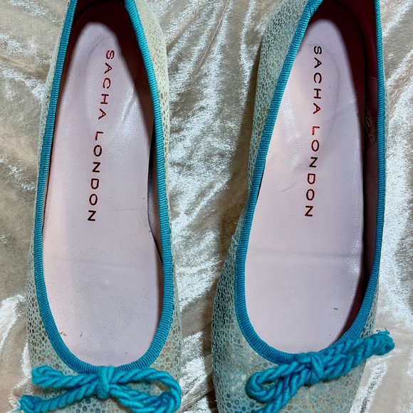 Sacha London "Torpedine C2405 Turquesa" crackle ballet flats - shelf wear only! - Picture 3 of 4